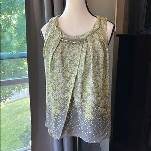 Simply Vera Vera Wang Green Pleated Embellished Sleeveless Blouse